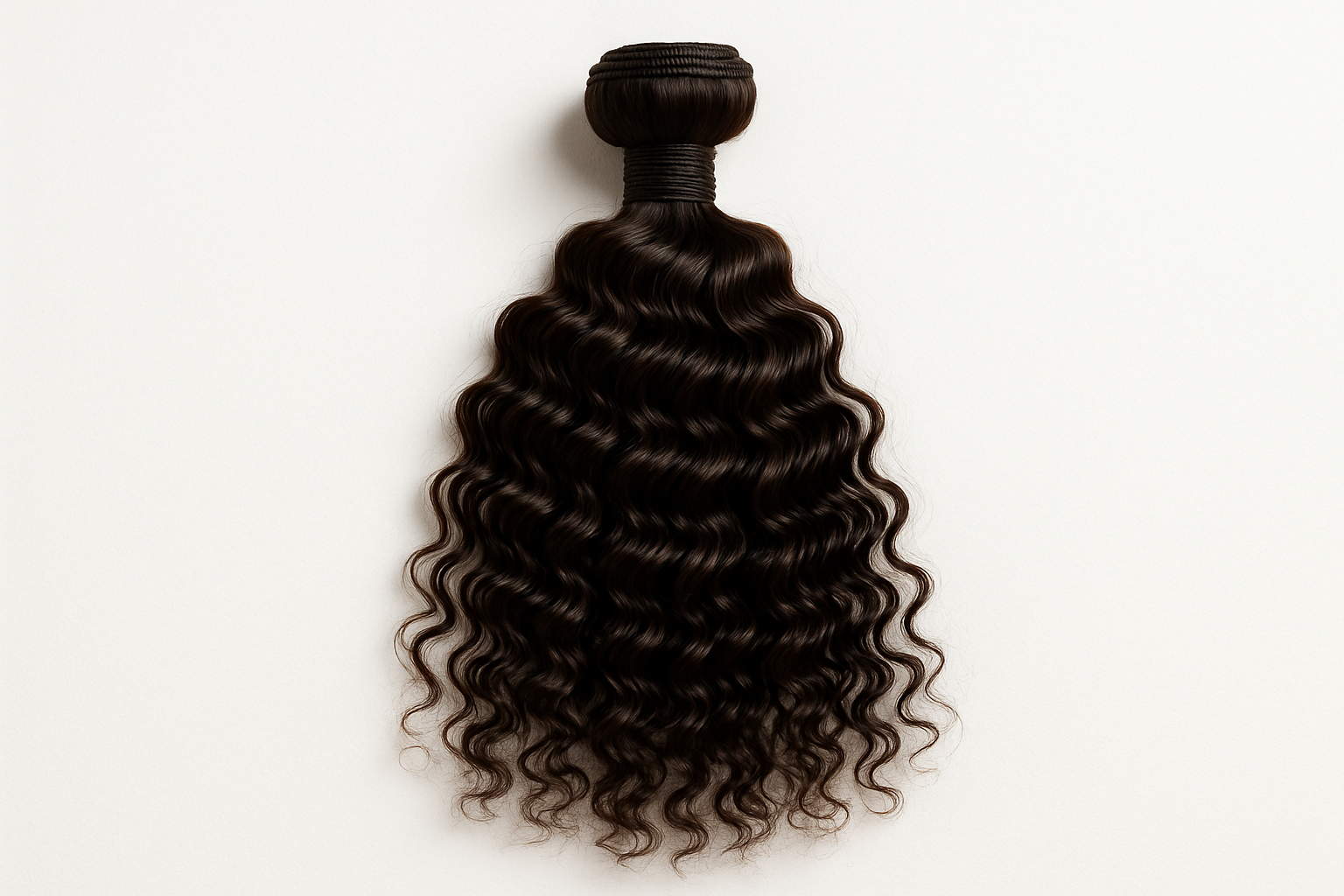burmese curly hair bundle on white background